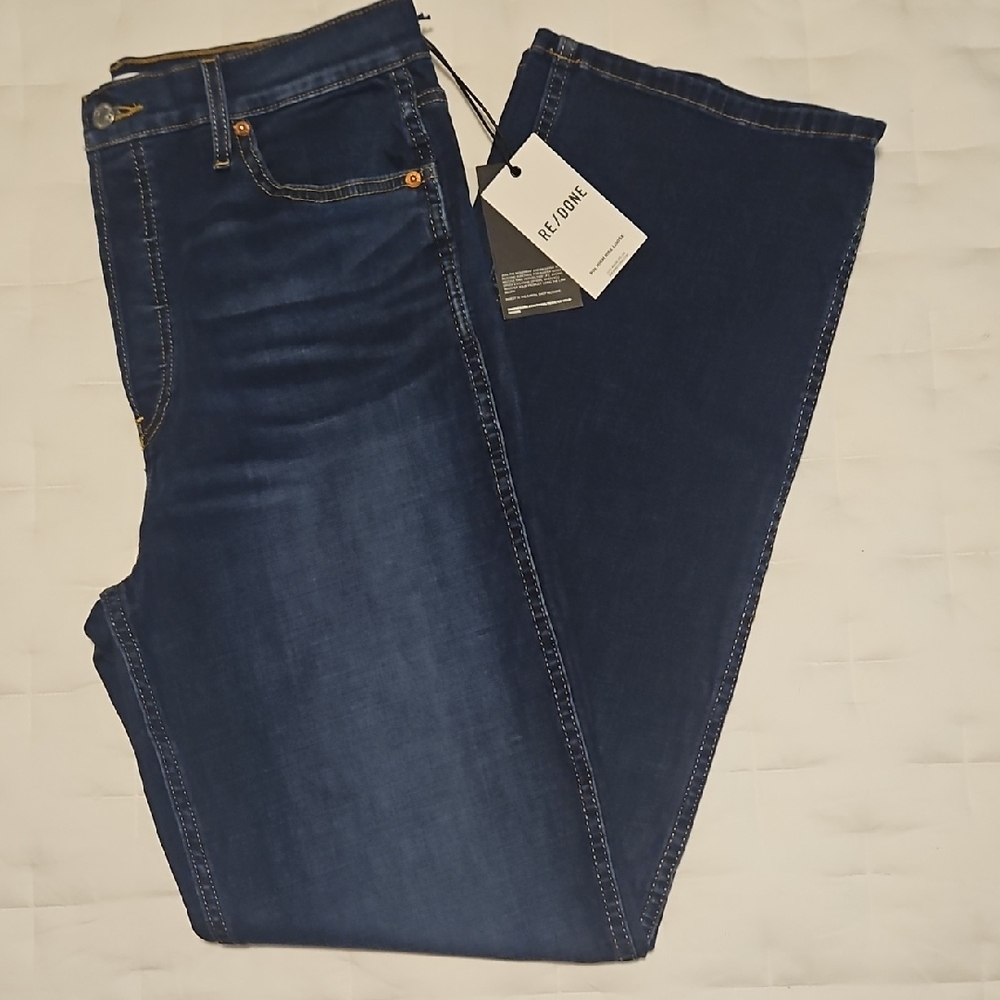RE/DONE Women's‎ 90s High Rise Loose Jeans: Deep Faded Blue: Size- 30